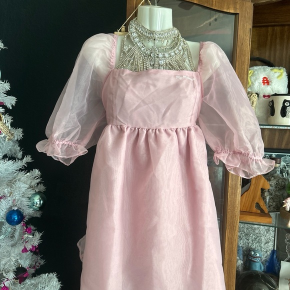 My Melody Limited Edition Sanrio Soft Pink Babydoll Dress Tulle Puffy Sleeves - Picture 3 of 6